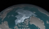Diện tích băng trên biển Bắc Cực giảm từ 1.860.000 km2 vào tháng 9/1984 xuống còn 110.000 km2 vào tháng 9/2016. Ảnh: NASA.